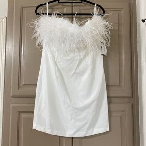 White Dress with Feathers